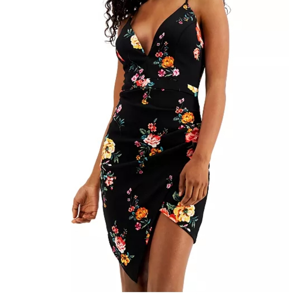 Emerald Sundae Junior's Floral Lace Back Dress S